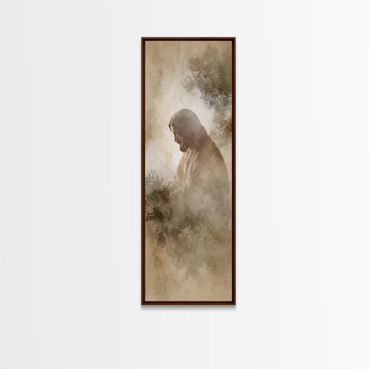 Sacred Stillness – Framed Canvas Print – Christian Art – Jesus Painting – Skinny Art – Christian Wall Art – Modern Christian Art
