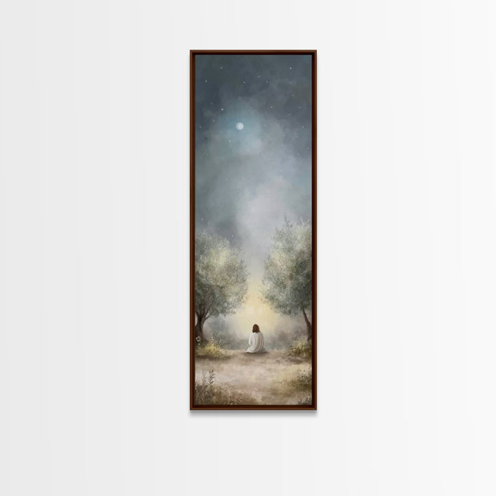 Night Of Mercy – Framed Canvas Print – Christian Art Canvas – Jesus Painting – Tall Narrow Wall Art – Christian Wall Art – Christian Art