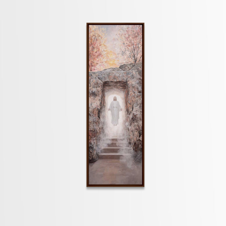 Light Of Resurrection – Framed Canvas Print – Christian Art – Christian Wall Art – Narrow Art – Jesus Painting – Christian Art Canvas