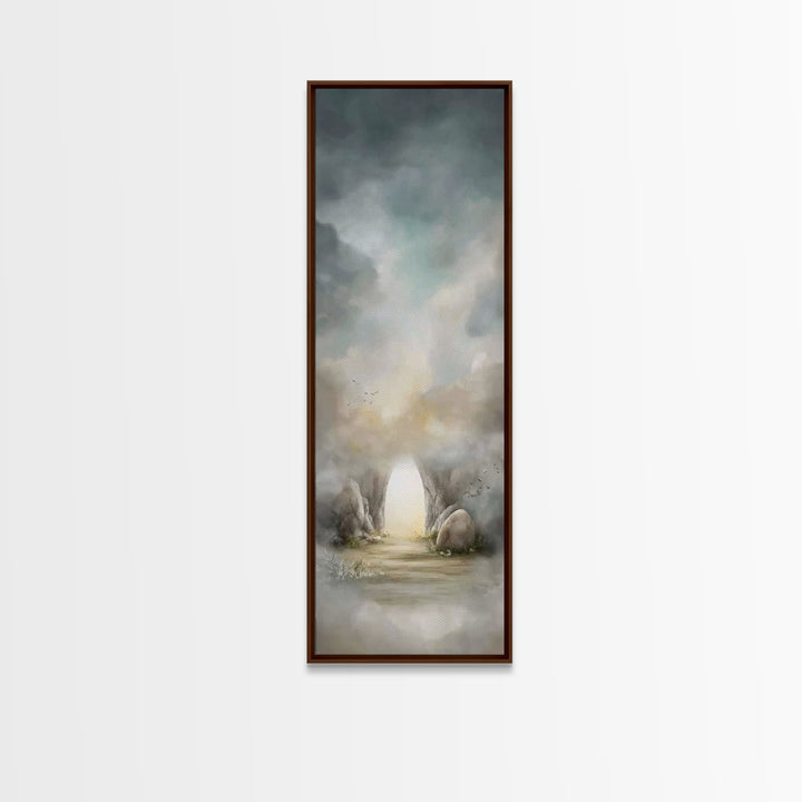 Empty Tomb Dawn – Framed Canvas Print – Christian Art Canvas – Jesus Painting – Tall Skinny Art Print – Christian Wall Art – Christian Pain