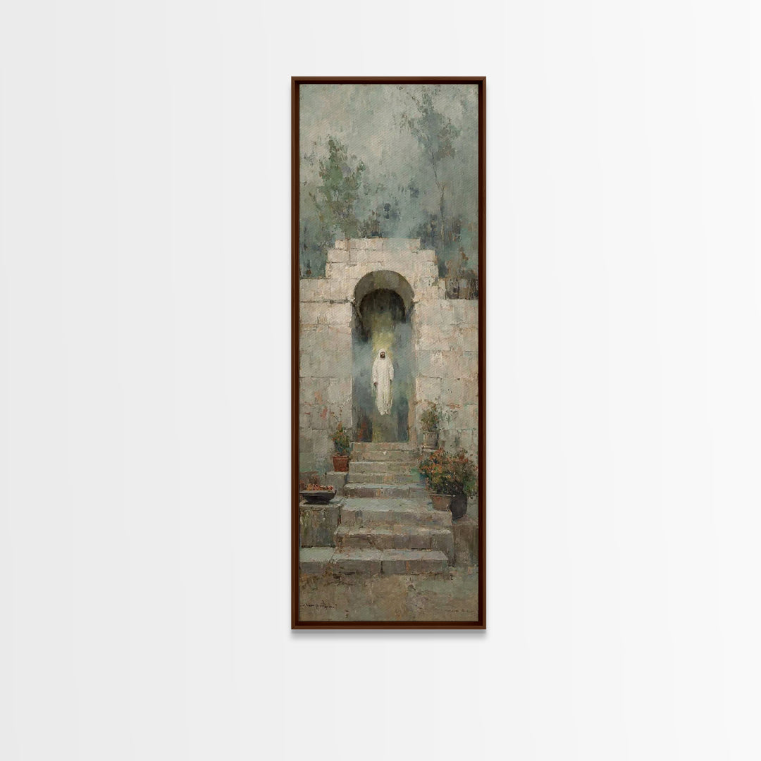 Risen Dawn Glory - Framed Canvas Print - Tall Narrow Wall Art - Christian Wall Art - Jesus Painting - Christian Art Canvas - Christian Deco
