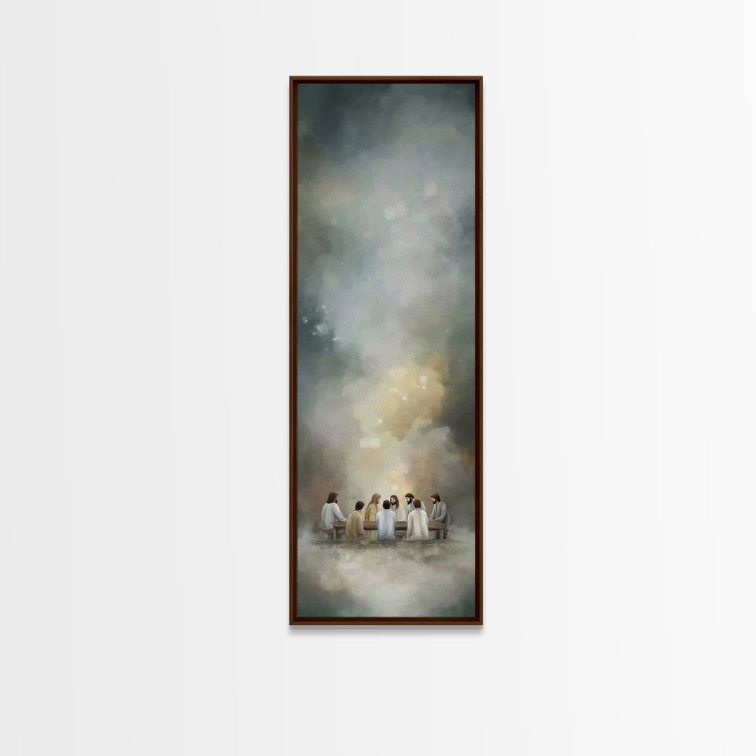 Sacred Cloud Gathering - Framed Canvas Print - Tall Skinny Art Print - Christian Art - Jesus Painting - Christian Wall Art - Christian Deco