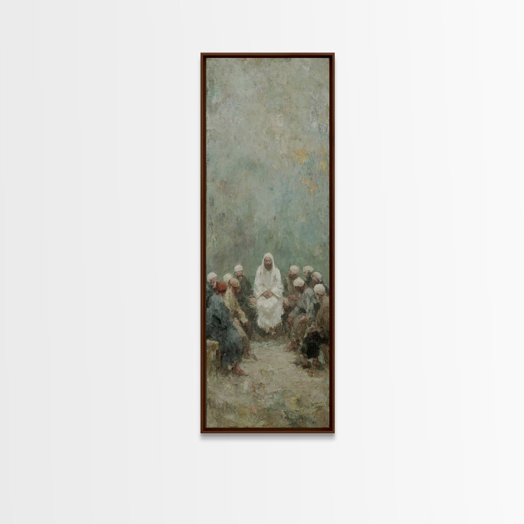 Quiet Teaching Circle - Framed Canvas Print - Skinny Art - Christian Wall Art - Jesus Painting - Christian Art - Christian Art Canvas