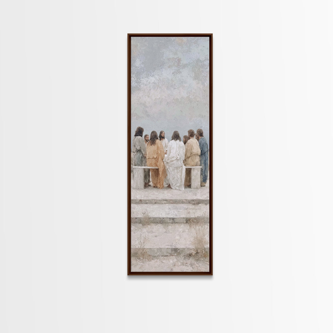 Still Mountain Council - Framed Canvas Print - Narrow Art - Christian Art Canvas - Christian Wall Art - Jesus Painting - Christian Decor