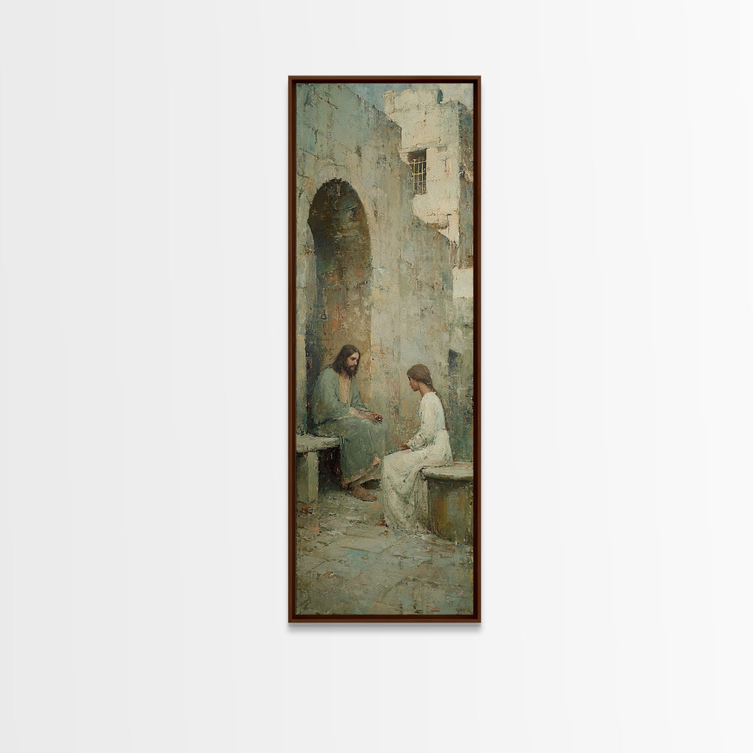 Quiet Well Moment – Framed Canvas Print – Skinny Art – Christian Wall Art – Jesus Painting – Christian Art Canvas – Christian Gift