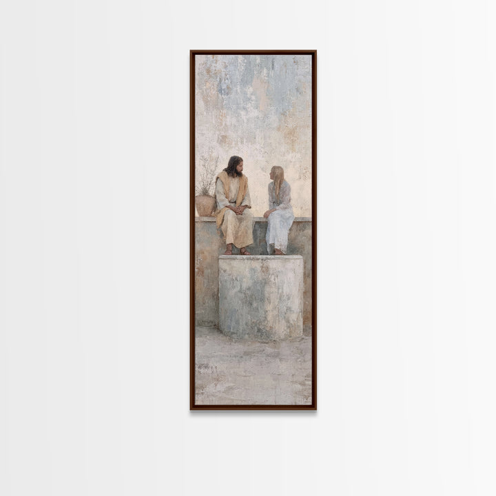 Desert Well Peace – Framed Canvas Print – Narrow Art – Christian Art – Jesus Painting – Christian Art Canvas – Christian Wall Art