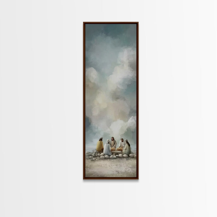 Warm Light Communion – Framed Canvas Print – Tall Skinny Art Print – Christian Art – Jesus Painting – Christian Art Canvas – Christian Wall
