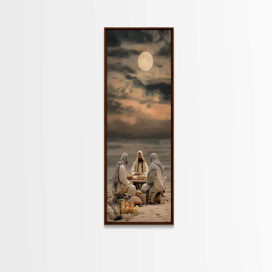 Moonlit Table Grace – Framed Canvas Print – Skinny Art – Christian Art Canvas – Christian Wall Art – Christian Painting – Christian Art