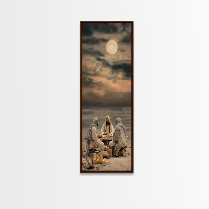 Moonlit Table Grace – Framed Canvas Print – Skinny Art – Christian Art Canvas – Christian Wall Art – Christian Painting – Christian Art
