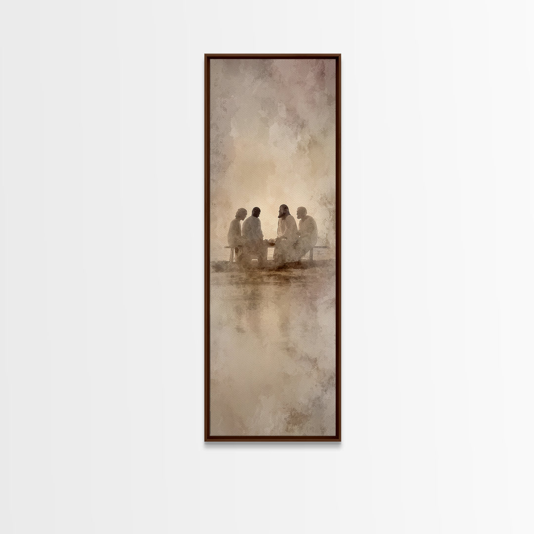 Radiant Table Fellowship – Framed Canvas Print – Tall Narrow Wall Art – Christian Art Canvas – Christian Wall Art – Jesus Painting – Christ