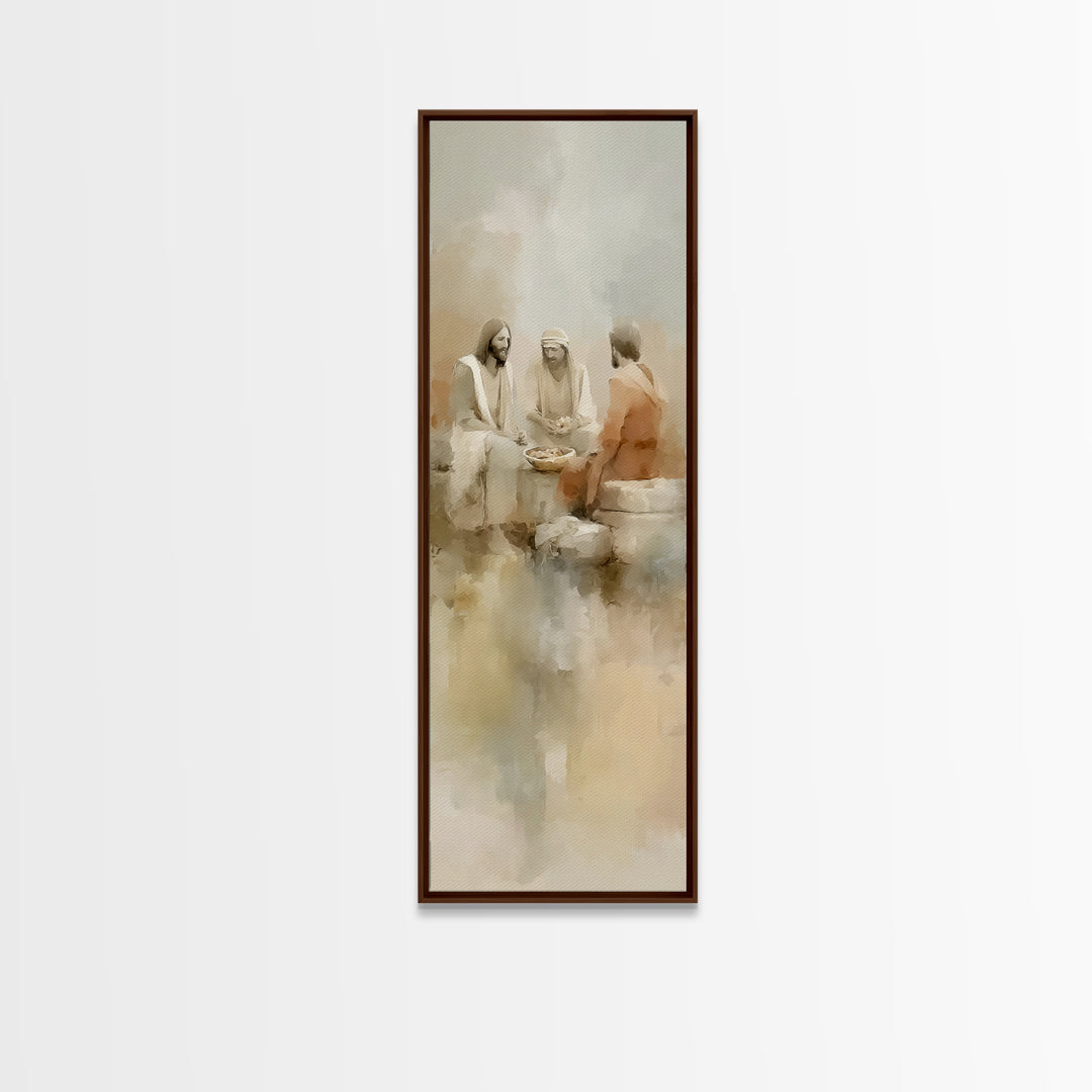 Evening Meal Grace – Framed Canvas Print – Narrow Art – Christian Art Canvas – Christian Wall Art – Jesus Painting – Christian Christmas De