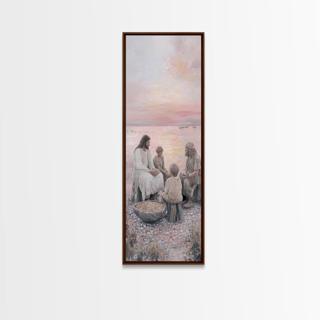 Sunrise Sharing Peace – Framed Canvas Print – Tall Skinny Art Print – Christian Art Canvas – Christian Wall Art – Jesus Painting – Christma