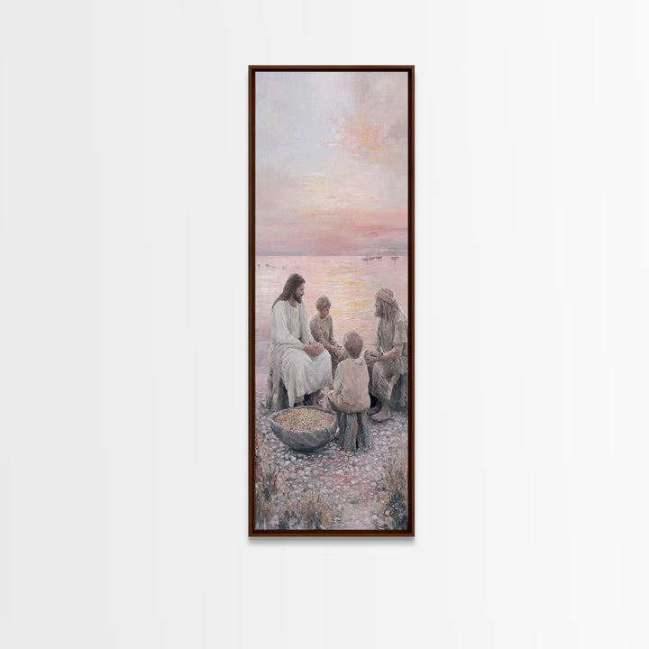 Sunrise Sharing Peace – Framed Canvas Print – Tall Skinny Art Print – Christian Art Canvas – Christian Wall Art – Jesus Painting – Christma