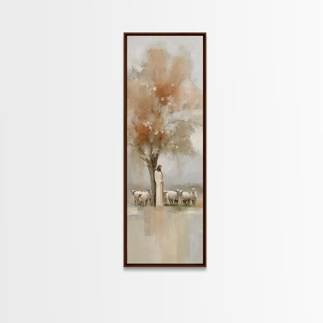 Gentle Orchard Watch – Framed Canvas Print – Skinny Art – Christian Art Canvas – Christian Wall Art – Jesus Painting – Christian Christmas