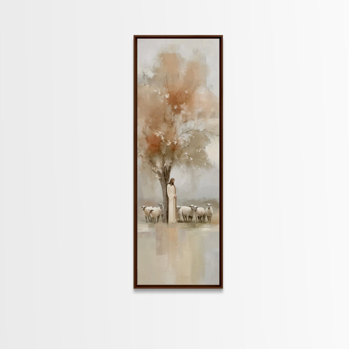 Gentle Orchard Watch – Framed Canvas Print – Skinny Art – Christian Art Canvas – Christian Wall Art – Jesus Painting – Christian Christmas