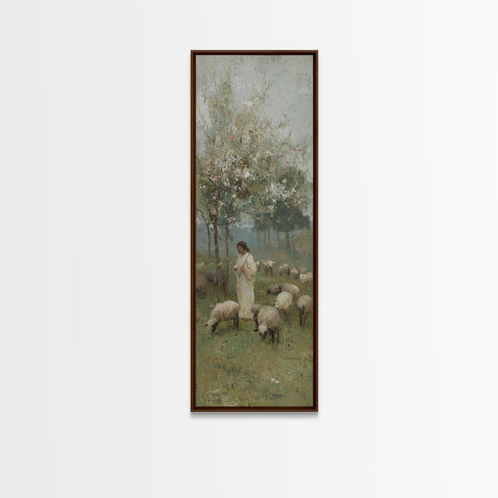 Quiet Meadow Light – Framed Canvas Print – Narrow Art – Christian Art Canvas – Christian Wall Art – Jesus Painting – Christmas Art