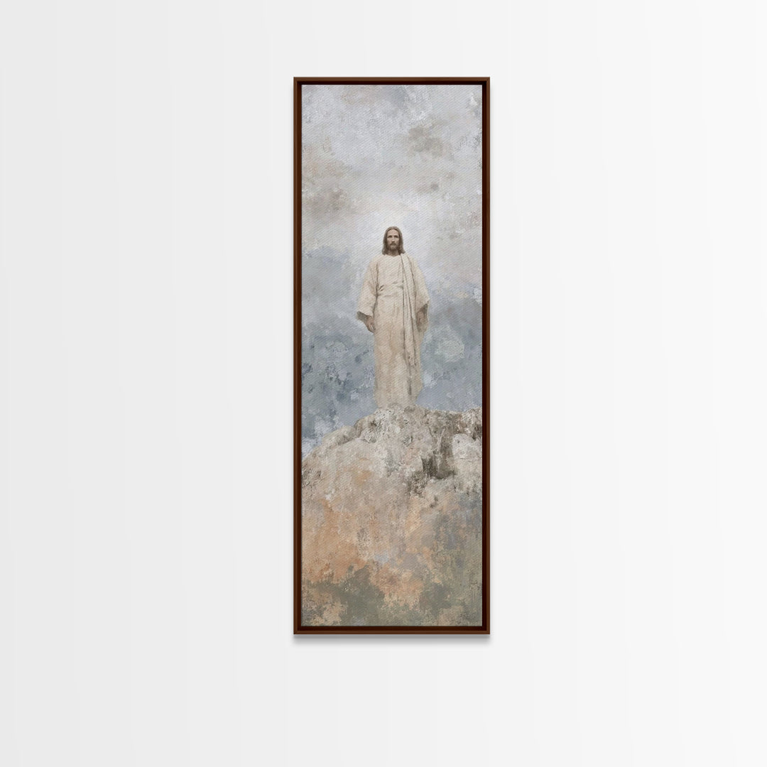 Divine Ascent Peace – Framed Canvas Print – Narrow Art – Christian Art Canvas – Jesus Painting – Christian Wall Art – Christian Christmas A