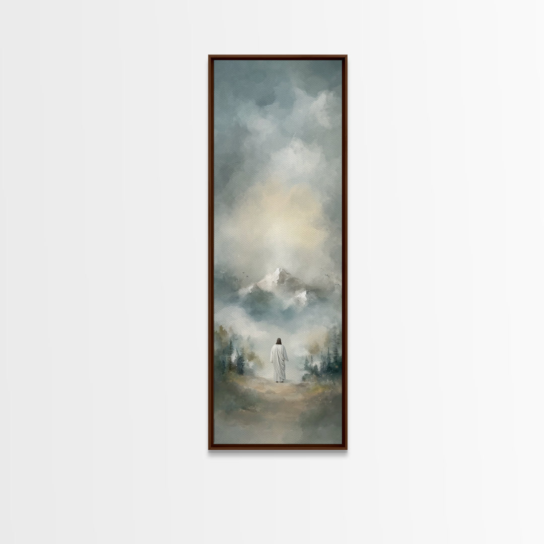 Ascension Serenity – Framed Canvas Print – Tall Skinny Art Print – Christian Wall Art – Christian Art Canvas – Jesus Painting – Christmas A