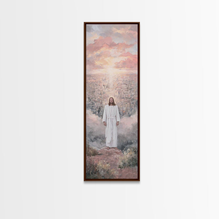 City Of Light – Framed Canvas Print – Tall Narrow Wall Art – Christian Art Canvas – Jesus Painting – Christian Wall Art – Christian Christm