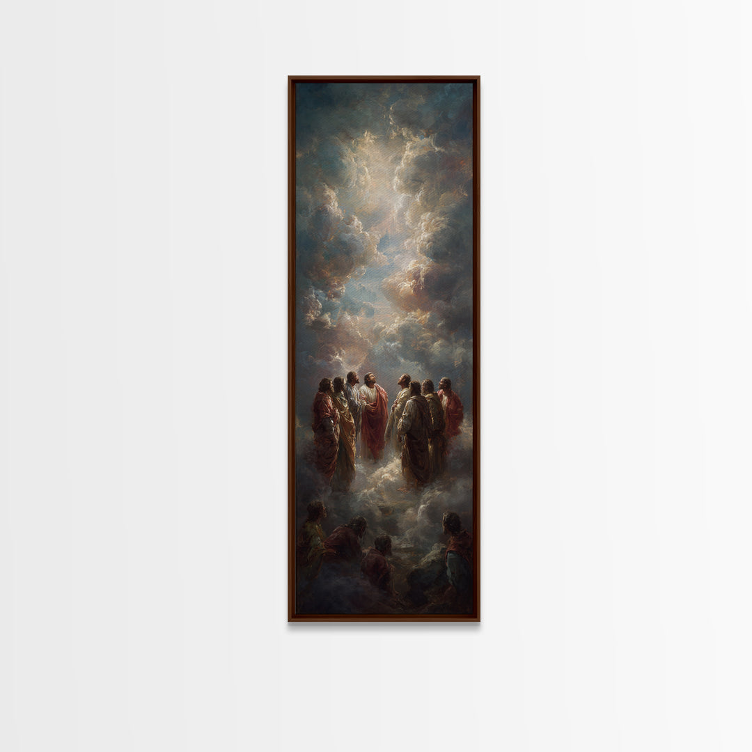 Heavenly Gathering, Framed Canvas Print, Narrow Art, Christian Art Canvas, Christian Wall Art, Jesus Painting, Christian Christmas Art