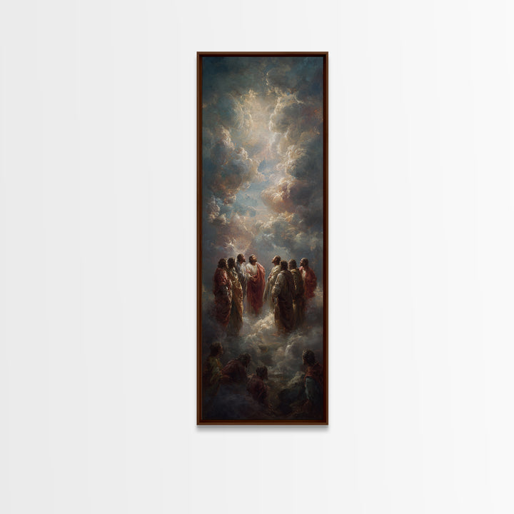 Heavenly Gathering, Framed Canvas Print, Narrow Art, Christian Art Canvas, Christian Wall Art, Jesus Painting, Christian Christmas Art