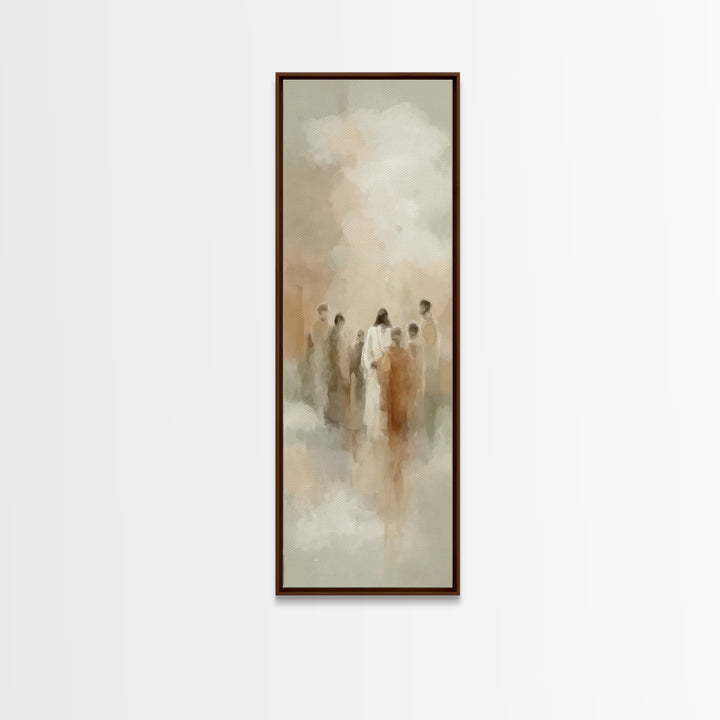 Sacred Meeting | Framed Canvas Print | Tall Skinny Art Print | Christian Art Canvas | Christian Wall Art | Jesus Painting | Christmas Art