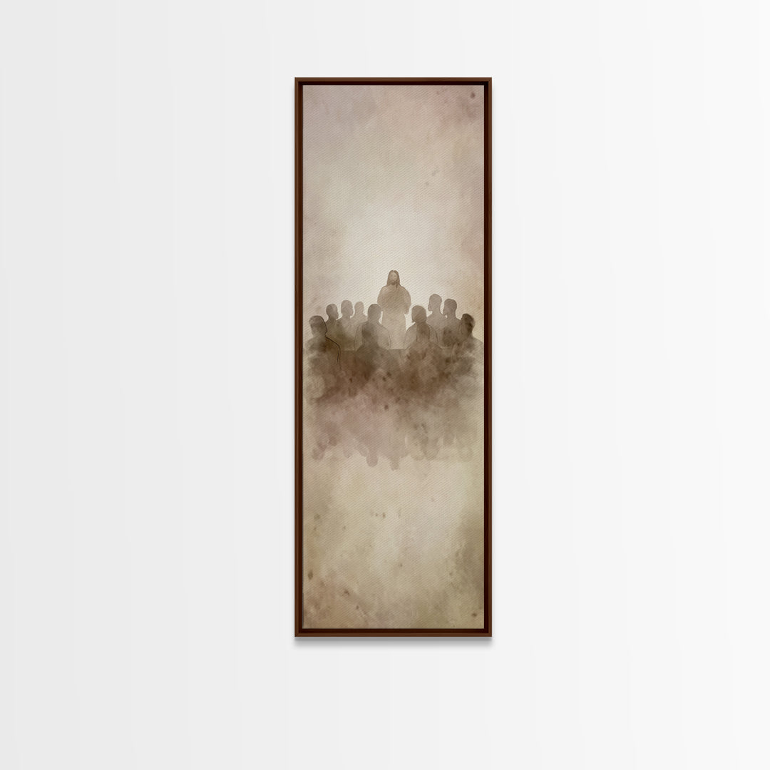 Divine Assembly, Framed Canvas Print, Tall Narrow Wall Art, Christian Wall Art, Christian Art Canvas, Jesus Painting, Christmas Art