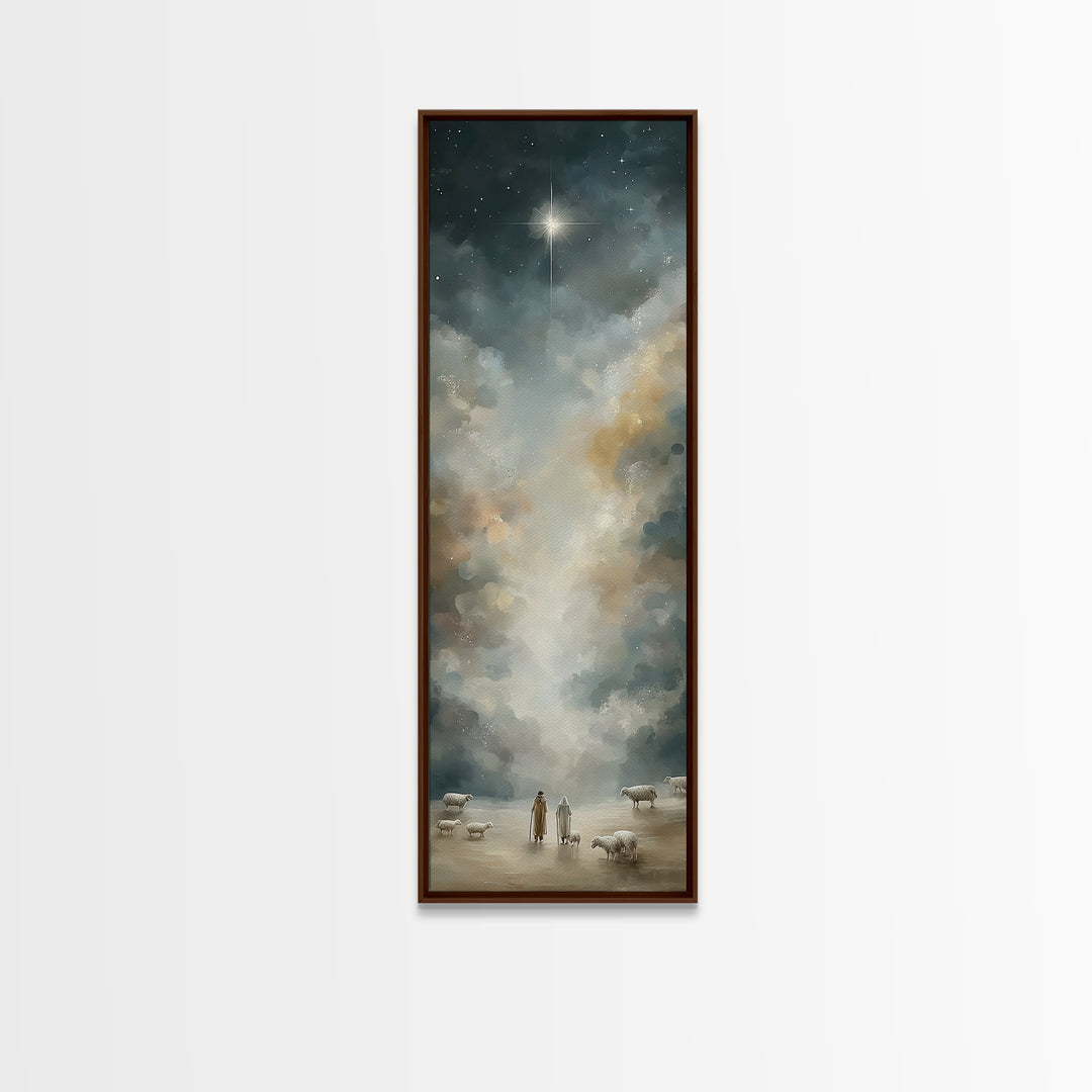 Night Of Wonder, Framed Canvas Print, Skinny Art, Christian Art Canvas, Christian Wall Art, Christmas Art
