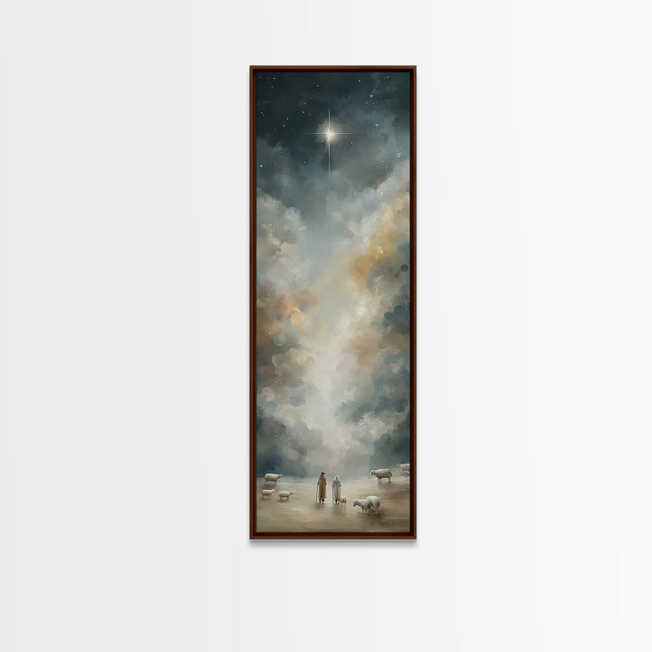 Night Of Wonder, Framed Canvas Print, Skinny Art, Christian Art Canvas, Christian Wall Art, Christmas Art
