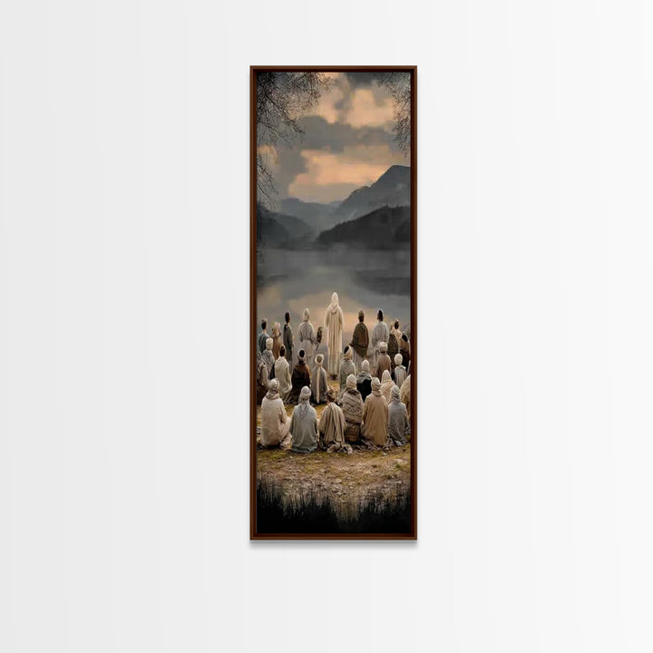 Valley Of Peace, Framed Canvas Print, Narrow Art, Christian Art Canvas, Jesus Painting, Christian Wall Art, Christmas Art