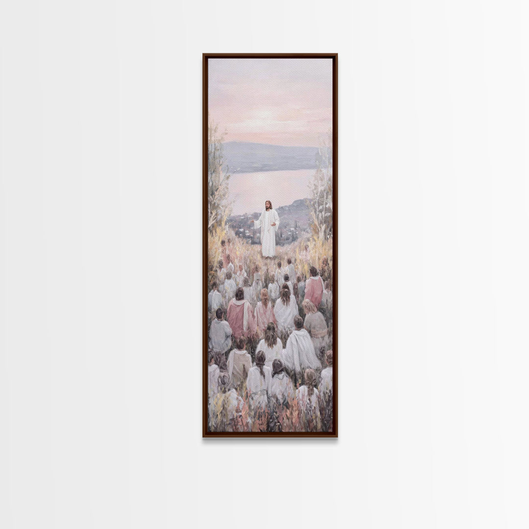 Field Of Light, Framed Canvas Print, Tall Narrow Wall Art, Christian Art Canvas, Christian Wall Art, Jesus Painting, Christmas Art