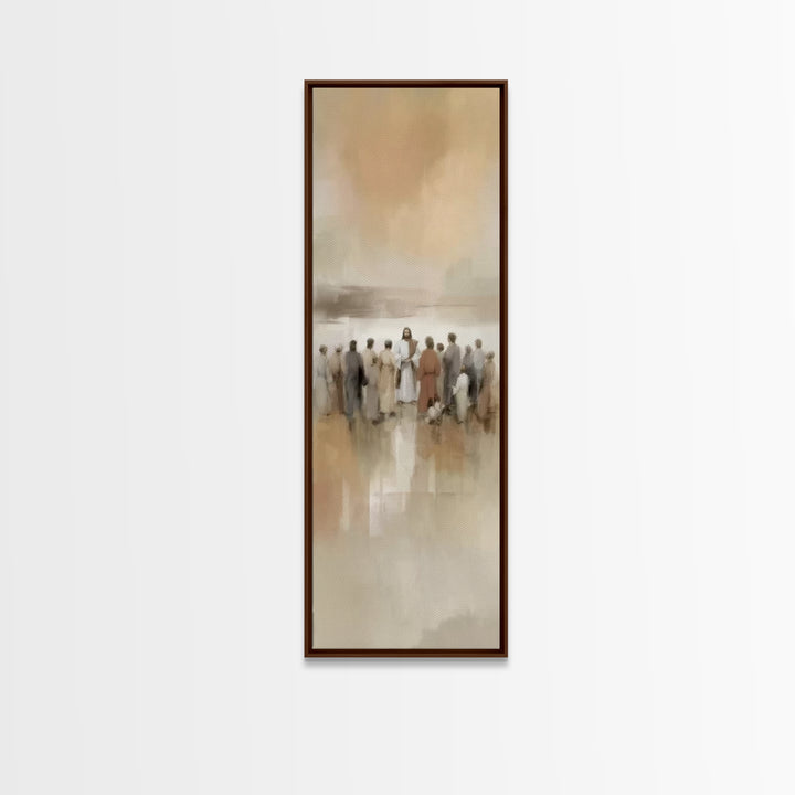 Sacred Gathering | Framed Canvas Print | Tall Narrow Wall Art | Christian Art Canvas | Christmas Art | Christian Painting | Jesus Painting