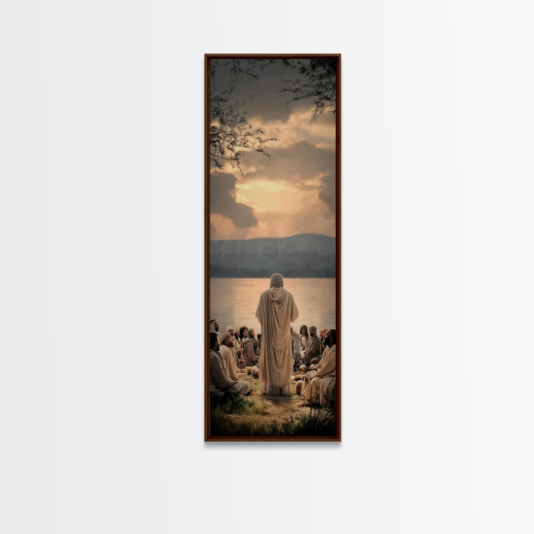Autumn Serenity, Framed Canvas Print, Skinny Art, Jesus Painting, Christian Art Canvas, Christian Wall Art, Christmas Art