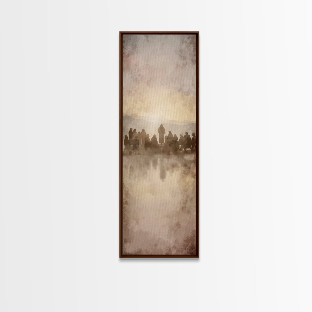 Sermon At Dawn – Framed Canvas Print – Christian Art Canvas – Christian Christmas Art – Jesus Painting – Tall Skinny Art Print – Christian