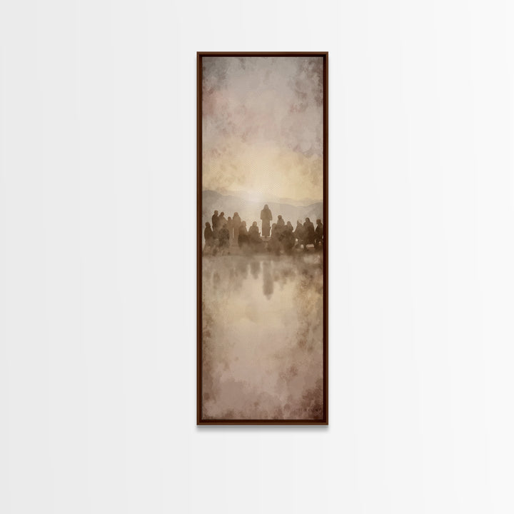 Sermon At Dawn – Framed Canvas Print – Christian Art Canvas – Christian Christmas Art – Jesus Painting – Tall Skinny Art Print – Christian