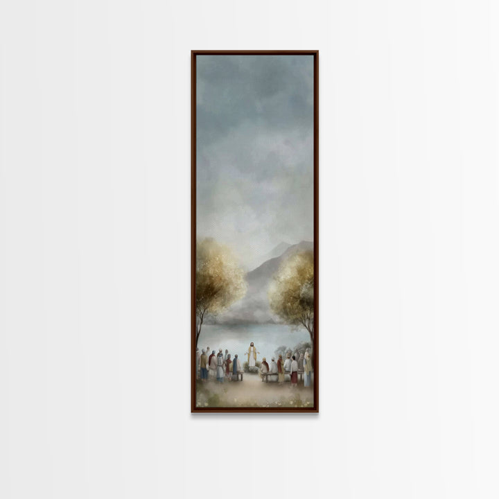 Peaceful Gathering Grace – Framed Canvas Print – Jesus Painting – Christian Art – Christian Christmas Art – Skinny Art – Christian Art Canv