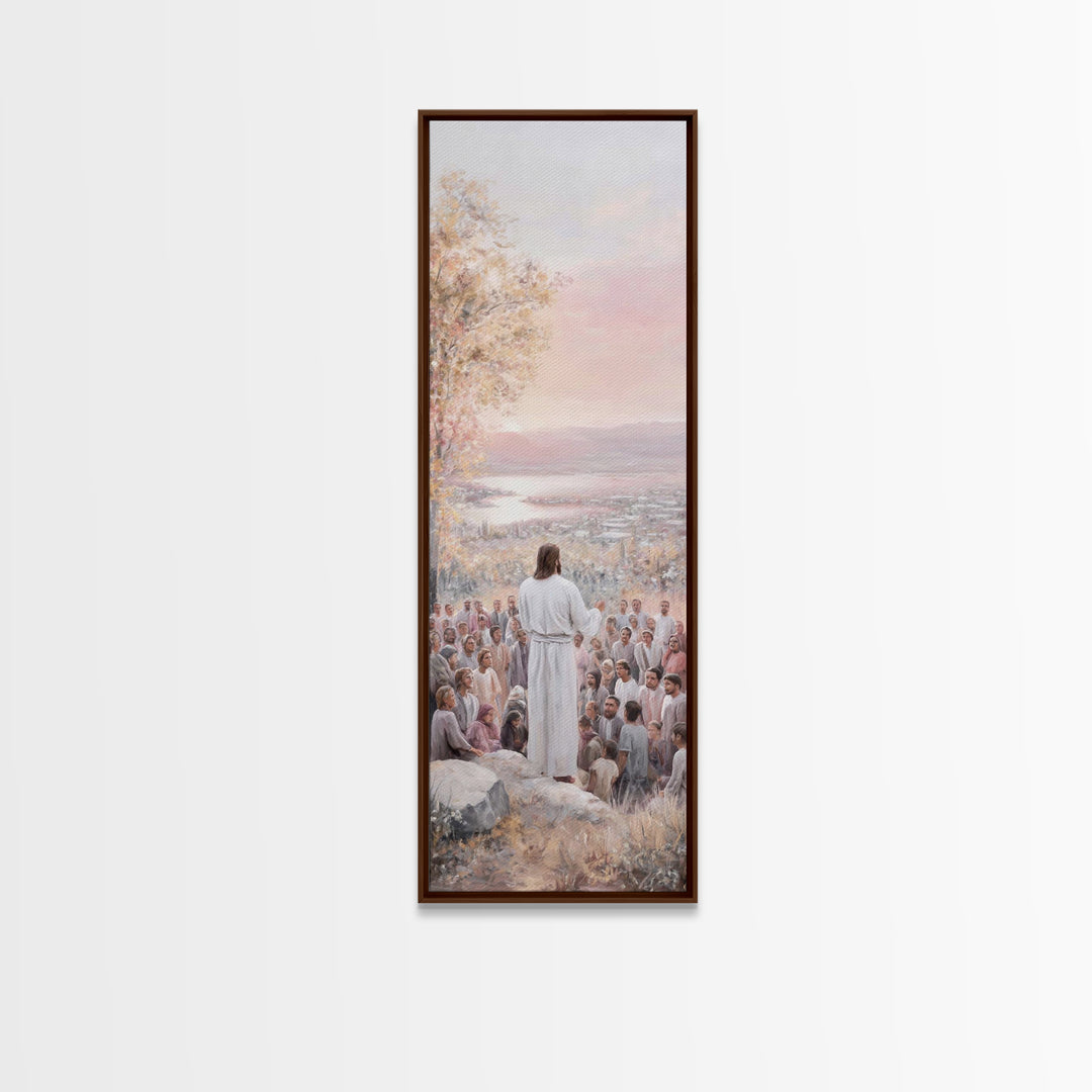 Hillside Of Mercy – Framed Canvas Print – Christian Art Canvas – Christian Wall Art – Narrow Art – Jesus Painting – Christian Christmas Art