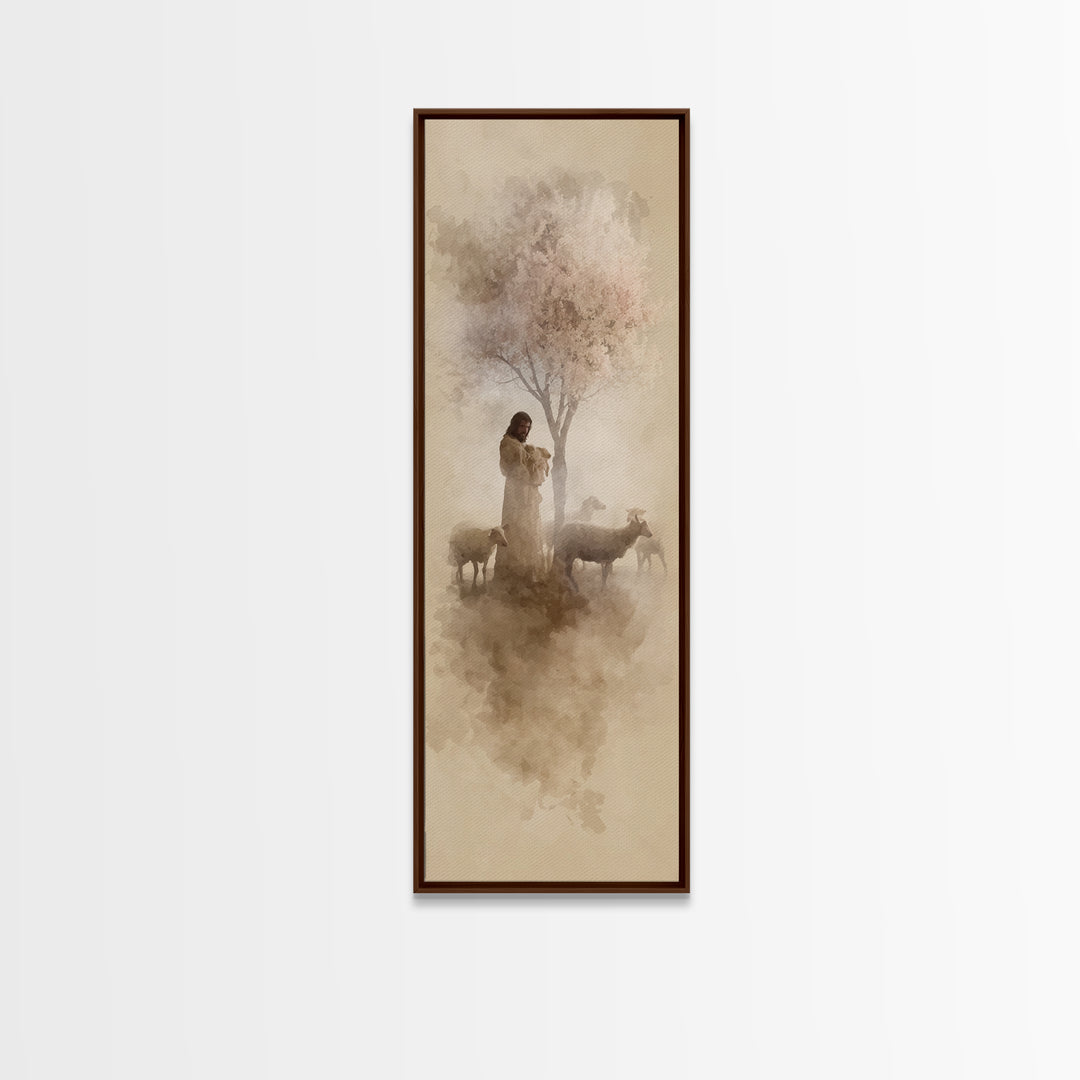 Shepherd Of Dawn – Framed Canvas Print – Christian Wall Art – Jesus Painting – Christian Christmas Art – Christian Art Canvas – Skinny Art