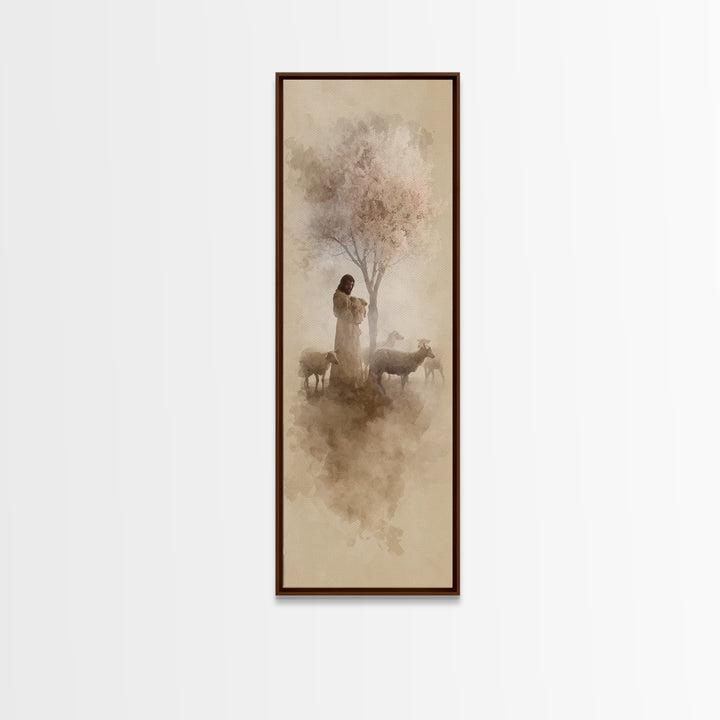 Shepherd Of Dawn – Framed Canvas Print – Christian Wall Art – Jesus Painting – Christian Christmas Art – Christian Art Canvas – Skinny Art