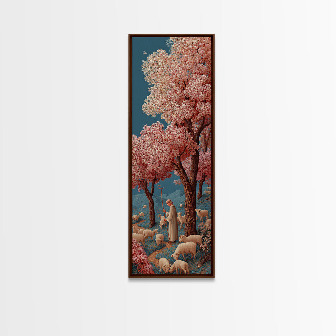 Pastures Of Peace – Framed Canvas Print – Christian Art Canvas – Jesus Painting – Christian Wall Art – Christian Christmas Art – Tall Skinn