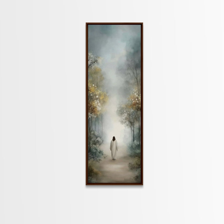 Soft Vale Steps - Framed Canvas Print - Christian Wall Art - Jesus Painting - Tall Skinny Art Print - Christian Art Canvas