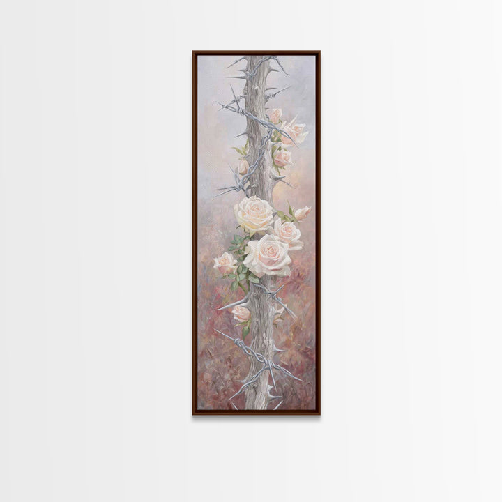 Roses Of Hope, Framed Canvas Print, Narrow Art, Christian Art, Christian Wall Art, Christian Art Canvas, Vintage Christian Art, Christian G