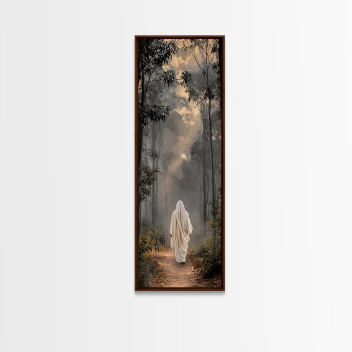 Forest Morning Grace - Framed Canvas Print - Christian Wall Art - Jesus Painting - Tall Narrow Wall Art - Christian Art Canvas