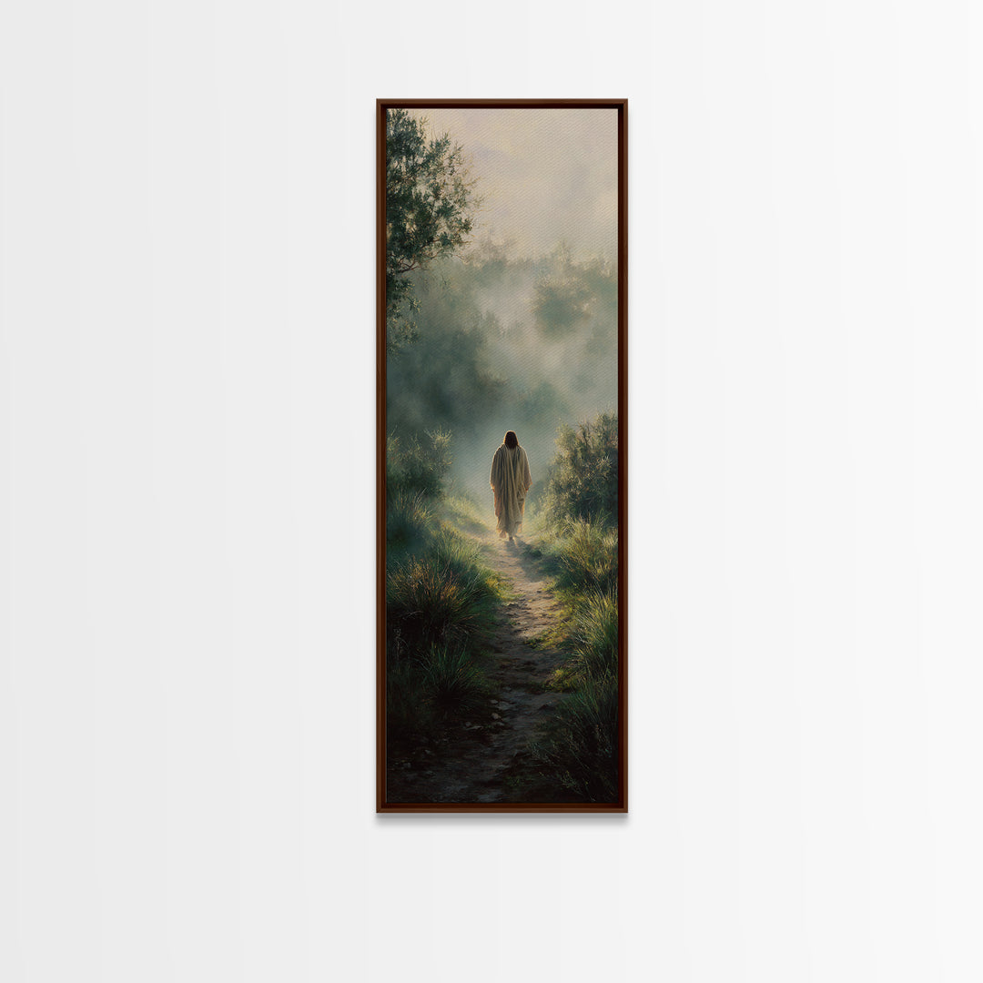 Morning Peace Bloom | Framed Canvas Print | Christian Wall Art | Jesus Painting | Tall Skinny Art Print | Christian Art Canvas