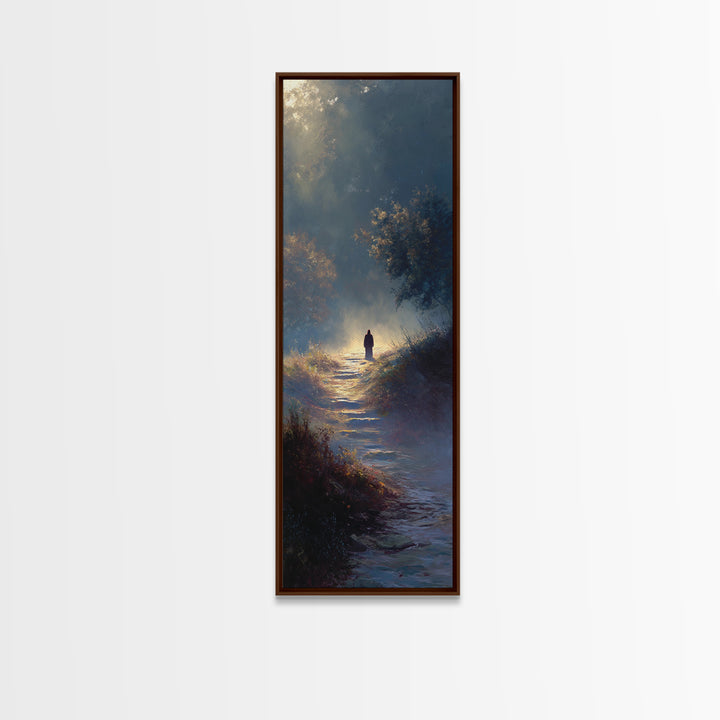 Radiant Hills Journey - Framed Canvas Print - Christian Art Canvas - Jesus Painting - Narrow Art - Christian Wall Art