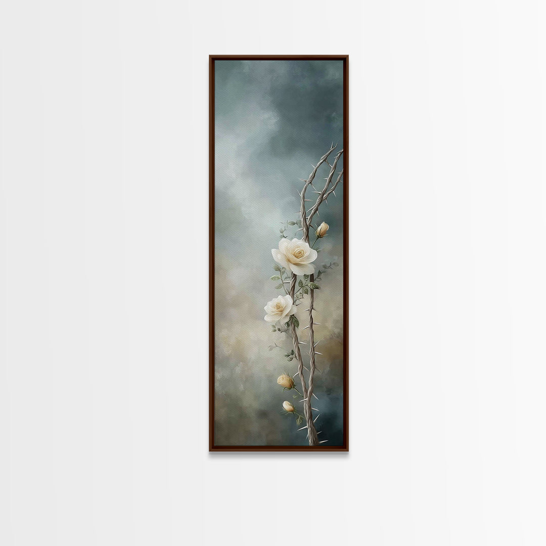 Blooming Redemption – Framed Canvas Print – Tall Skinny Art Print – Christian Wall Art – Moody Christian Art – Christian Art Canvas – Chris