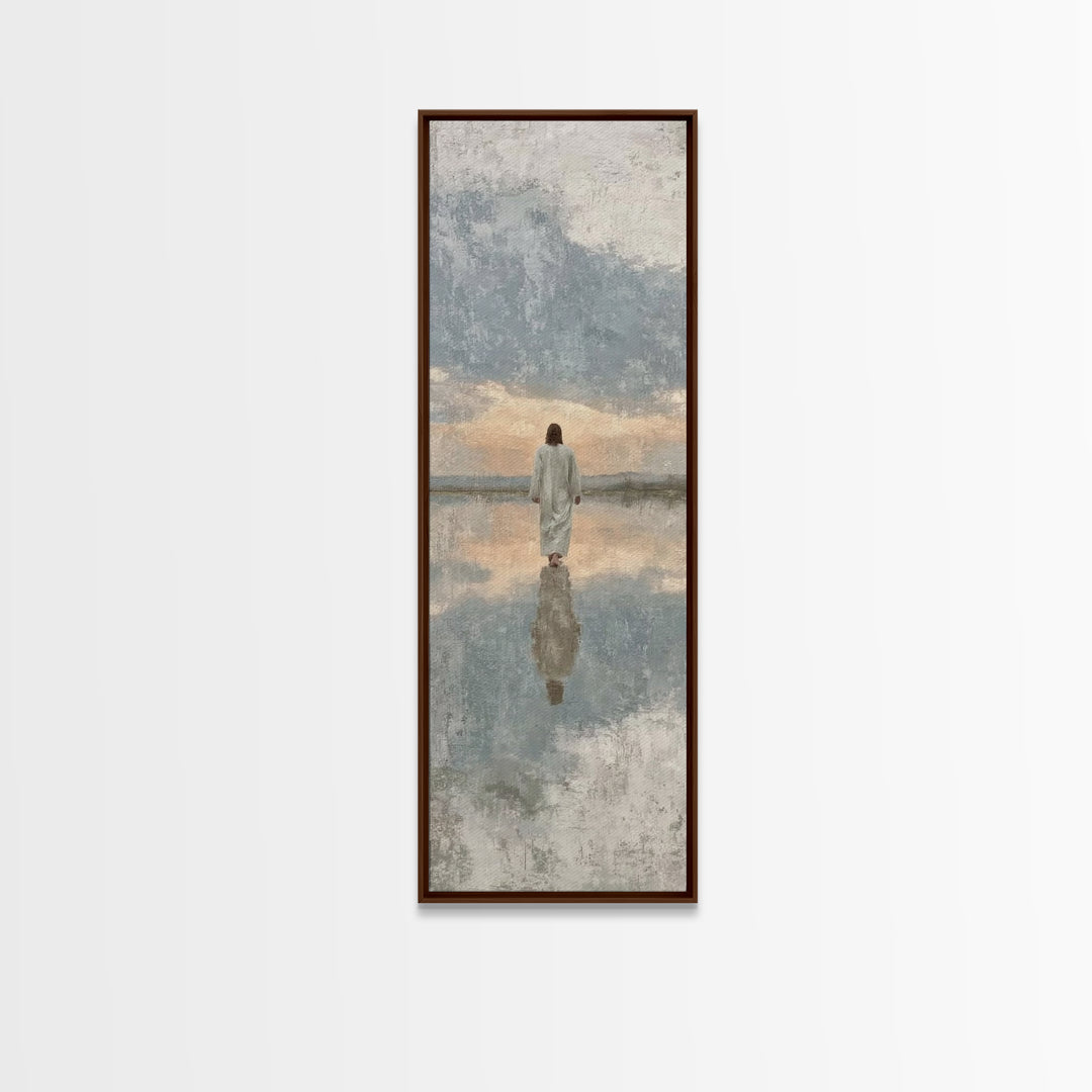 Heaven’s Calm Path – Framed Canvas Print – Tall Narrow Wall Art – Christian Wall Art – Jesus Painting – Christian Art Canvas – Christian Ar