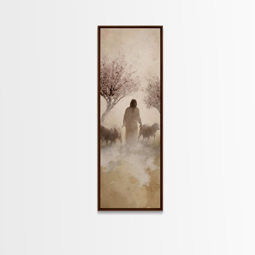 Shepherd’s Gentle Bloom – Framed Canvas Print – Skinny Art – Christian Wall Art – Christian Art Canvas – Jesus Painting – Christian Art