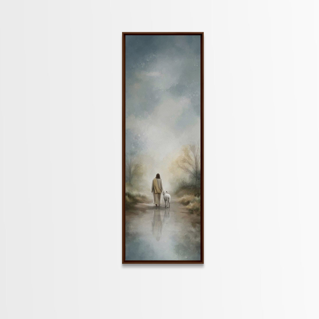 Silent Meadow Light | Framed Canvas Print | Christian Wall Art | Jesus Painting | Tall Narrow Wall Art | Christian Art Canvas | Christmas A