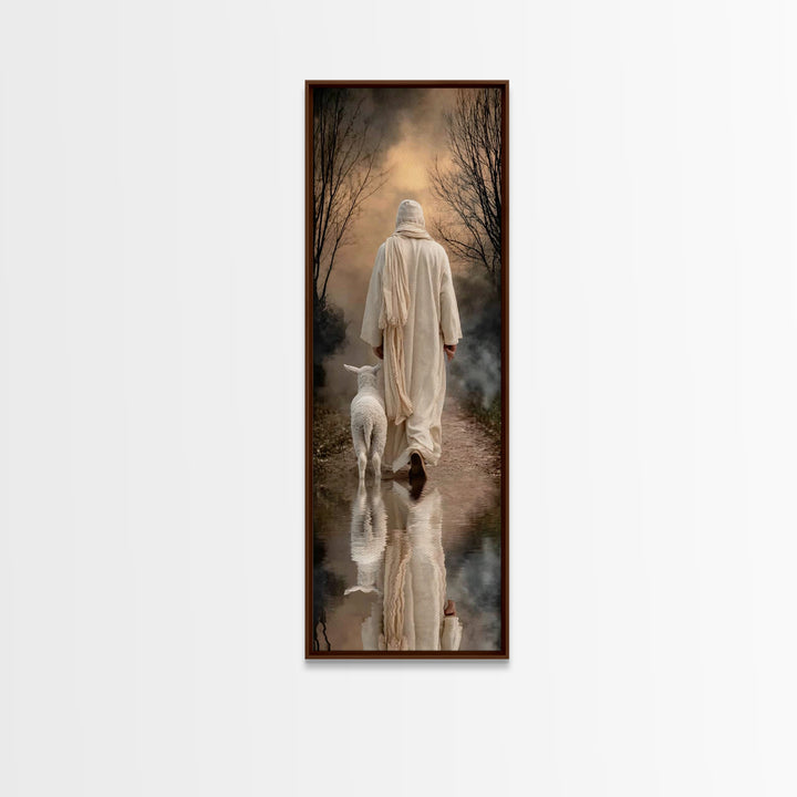 Lamb Of Stillness – Framed Canvas Print – Christian Art Canvas – Tall Narrow Wall Art – Jesus Painting – Christian Wall Art – Christmas Art